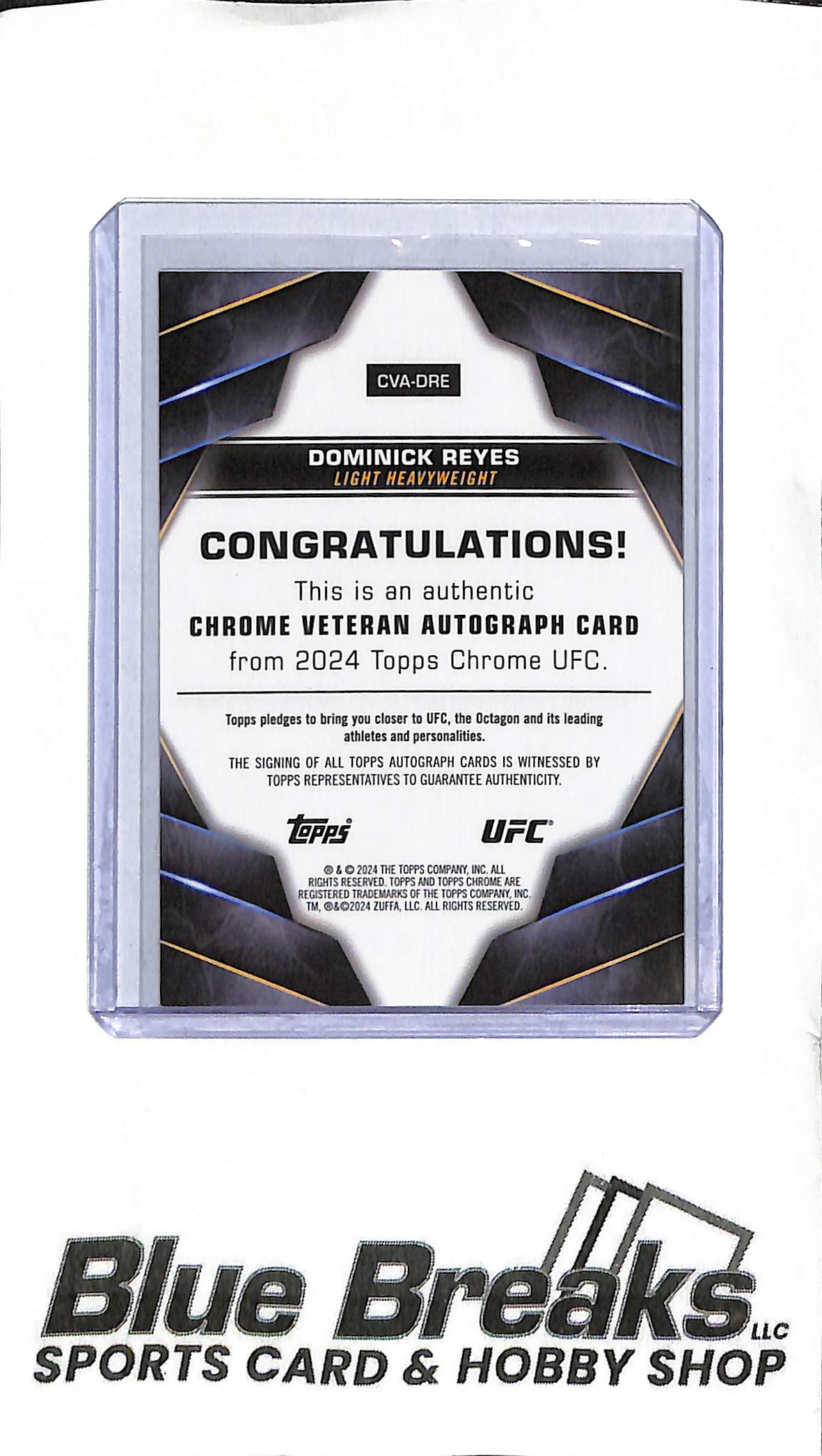 2024 Topps Chrome UFC - Dominick Reyes Auto - CVA-DRE - UFC - Light Heavyweight
