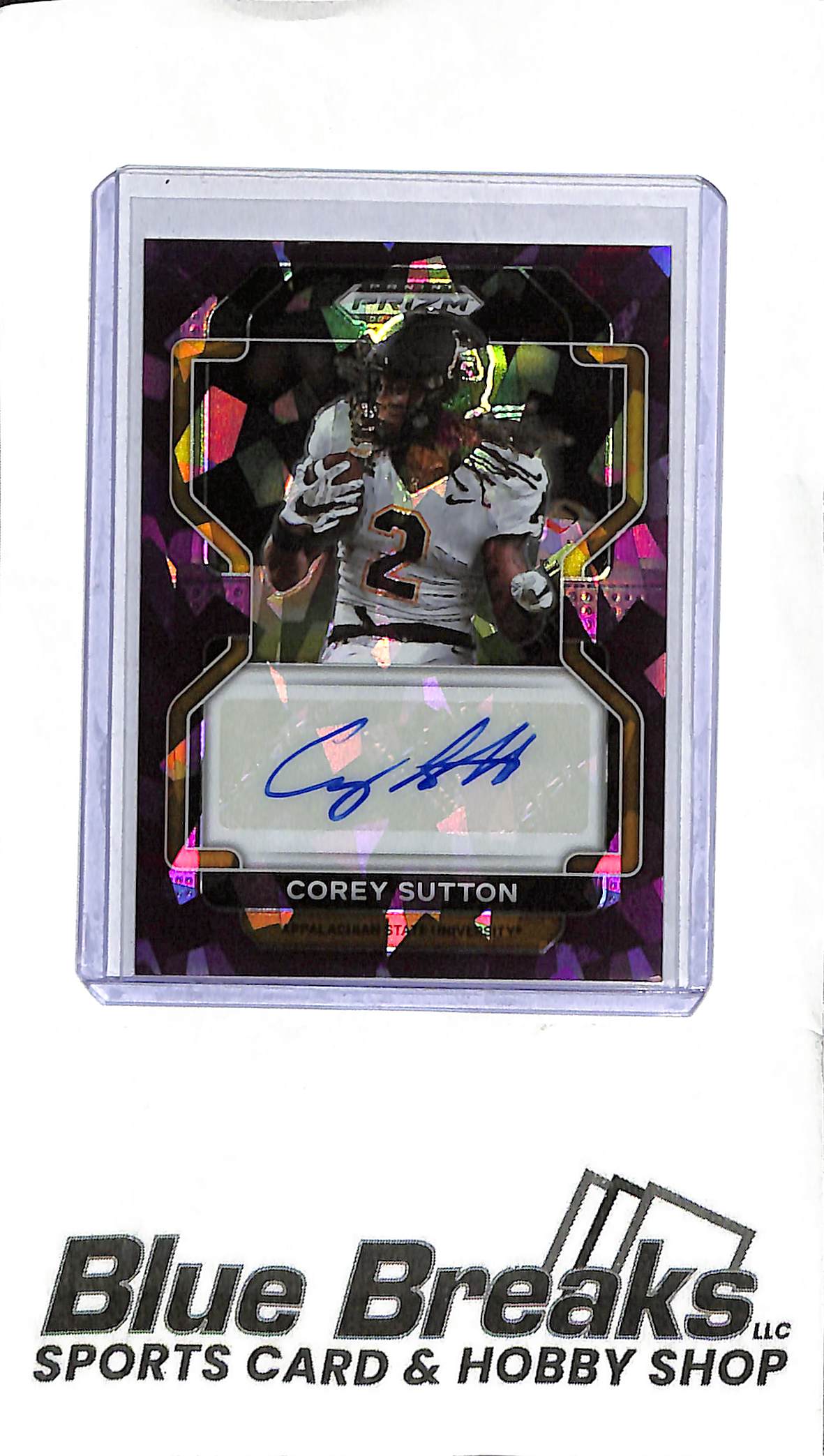 2022 Prizm Draft Picks - Corey Sutton RA-CSU - Purple Cracked Ice 19/99 - Auto - Football - App State