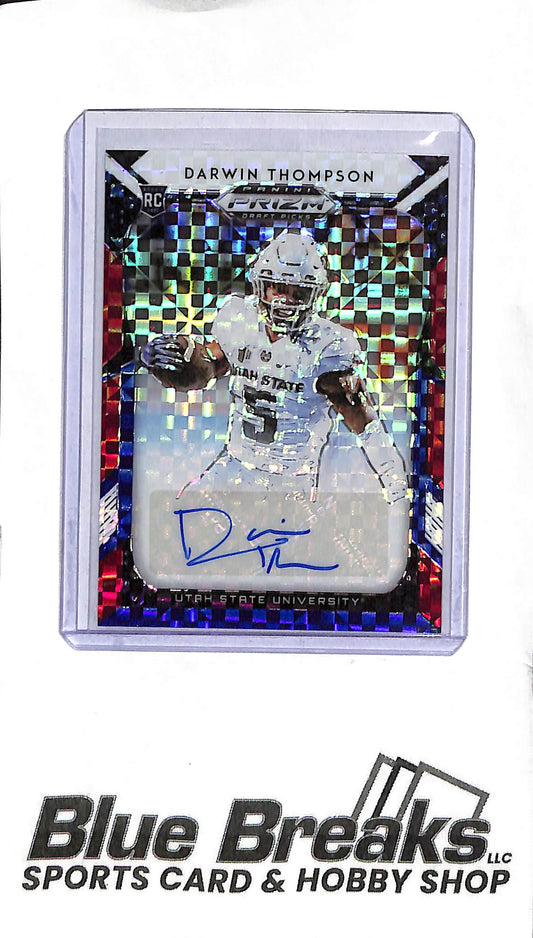 2019 Prizm Draft Picks - Darwin Thompson #295 - Red White Blue Auto 43/99 - Football - Utah State