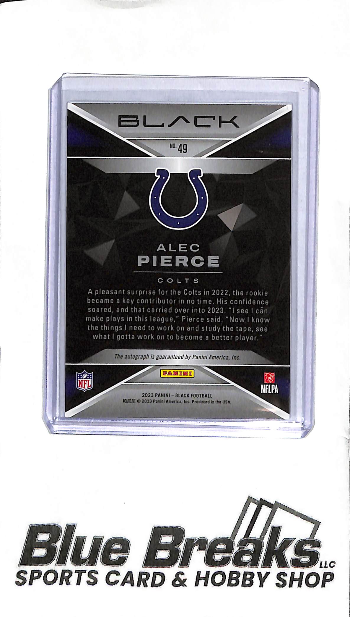 2023 Panini Black - Alec Pierce Auto #49 - 09/35 - Football - Colts