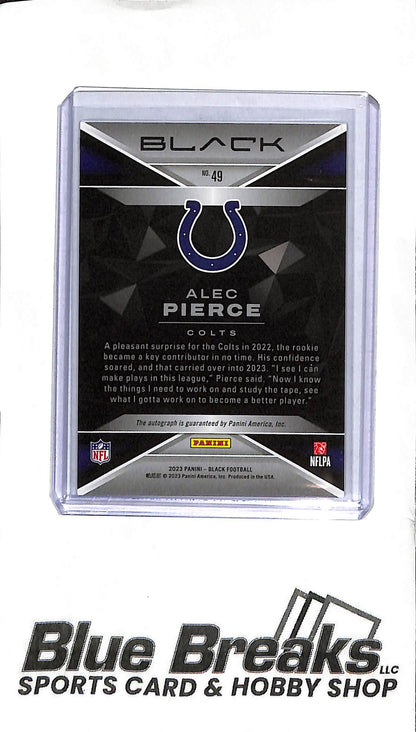 2023 Panini Black - Alec Pierce Auto #49 - 09/35 - Football - Colts