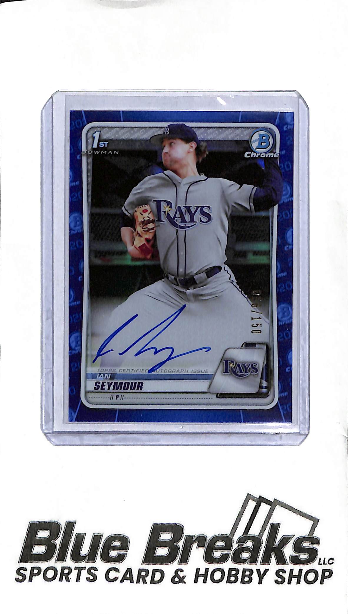 2020 Bowman - Ian Seymour CDA-IS - 1st Bowman Auto Blue 056/150 - Baseball - Rays