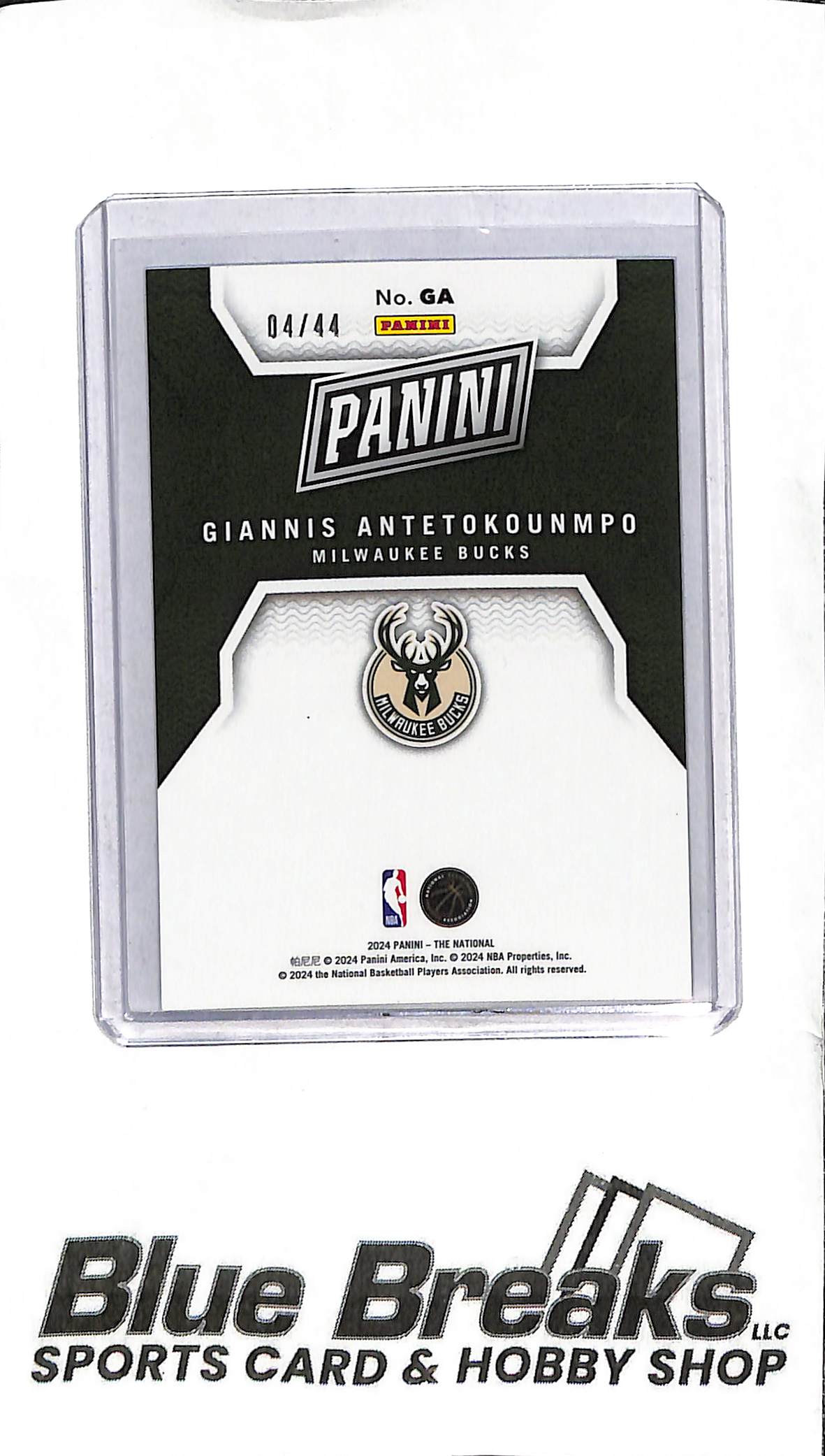 2024 Panini The National - Giannis Antetokounmpo - #GA 04/44 - Basketball - Bucks