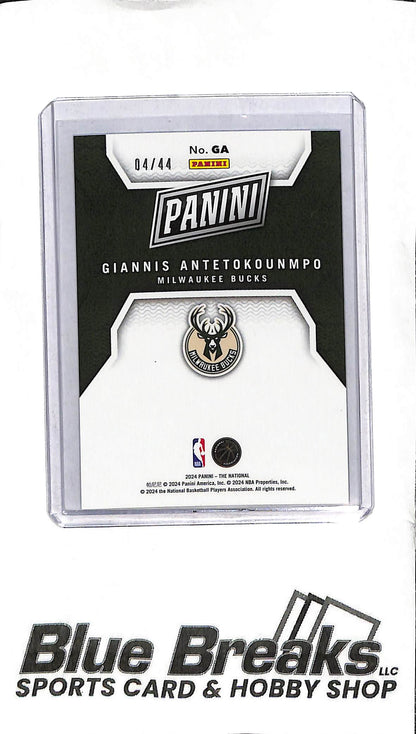 2024 Panini The National - Giannis Antetokounmpo - #GA 04/44 - Basketball - Bucks