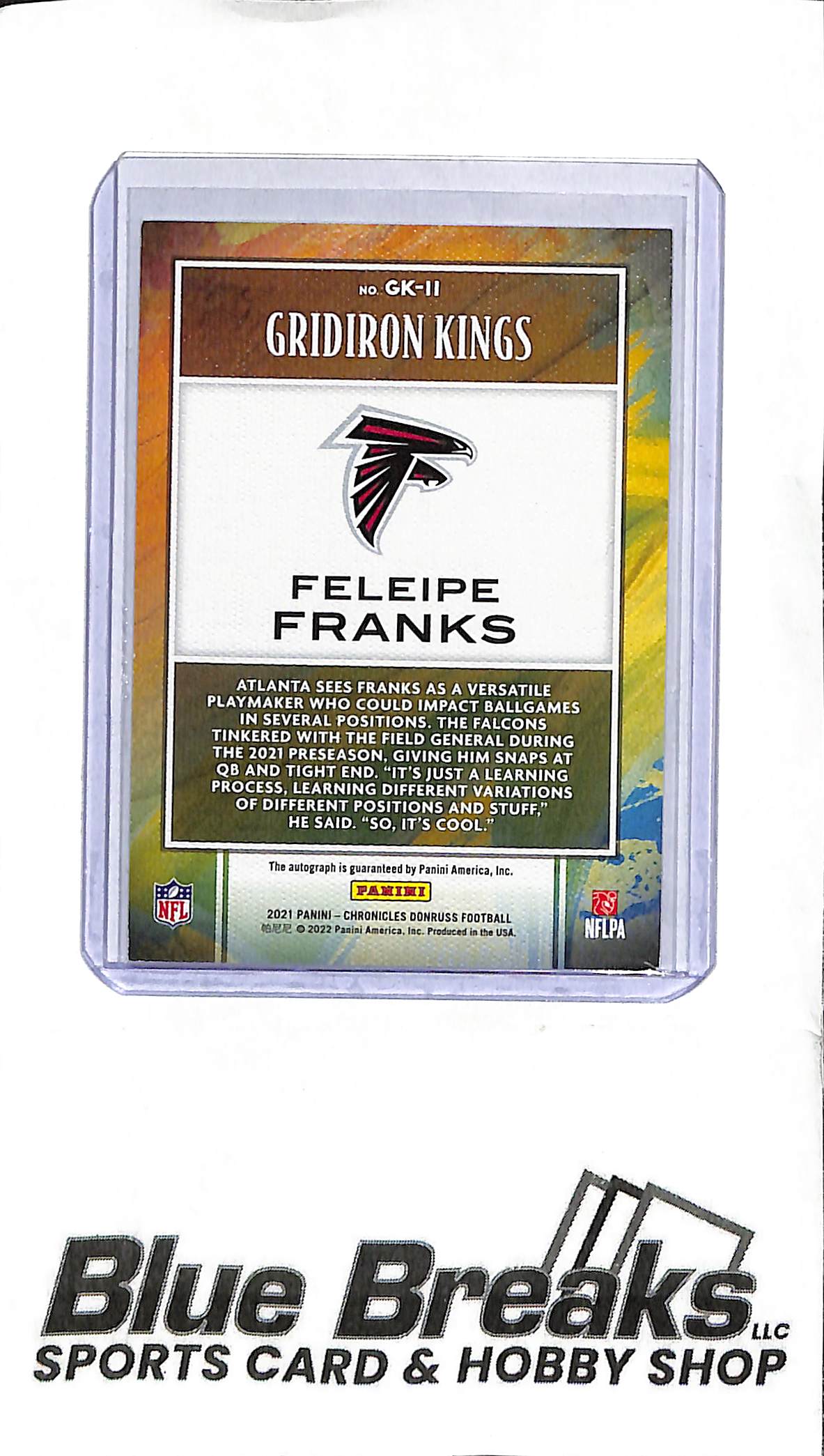 2021 Panini Chronicles - Felipe Franks Rookie Auto - GK-11 - 72/99 - Football - Falcons