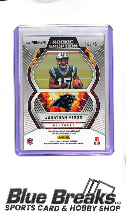 2023 Panini Obsidian - Jonathan Mingo Rookie Patch - REM-JMI - 06/75 - Football - Panthers