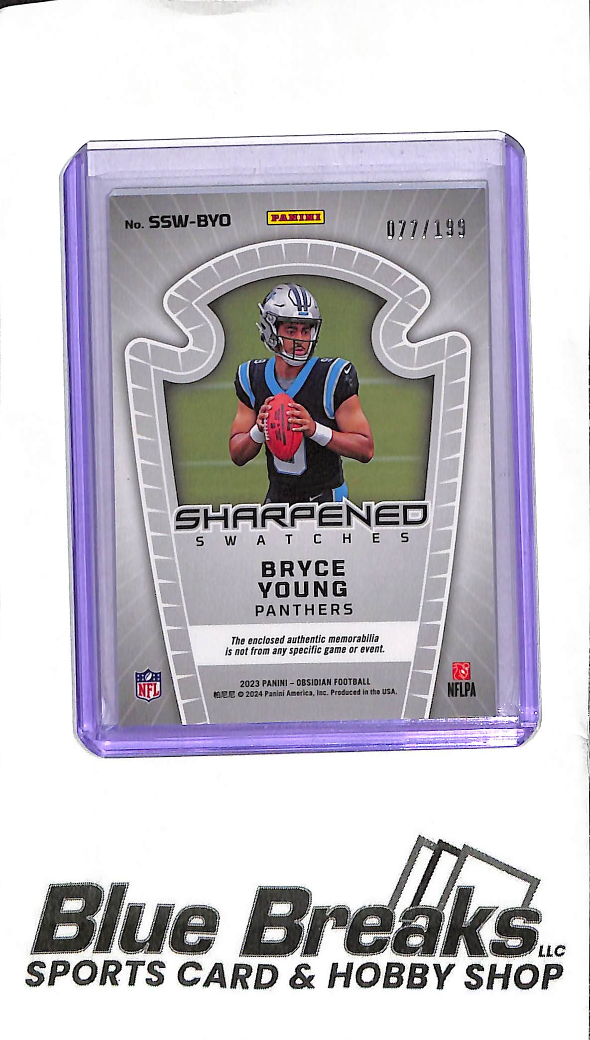 2023 Panini Obsidian - Bryce Young Rookie Patch - SSW-BYO - 077/199 - Football - Panthers