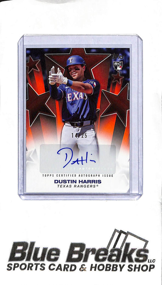 2025 Topps - Dustin Harris Rookie Auto - BSA2-DH - Orange 14/25 - Baseball - Rangers