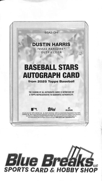 2025 Topps - Dustin Harris Rookie Auto - BSA2-DH - Orange 14/25 - Baseball - Rangers