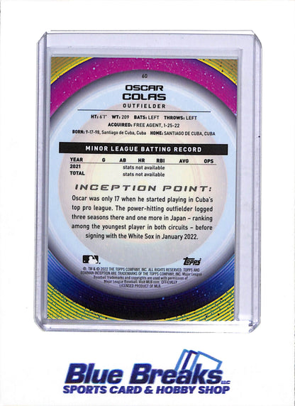 2022 Topps - Bowman - Inception - Orange Parallel - Oscar Colas - 17/25 - #60 - Baseball - White Sox