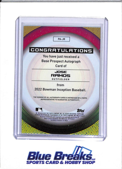 2022 Topps - Bowman - Inception Auto - Jose Ramos - 08/50 - #PA-JR - Baseball - Dodgers