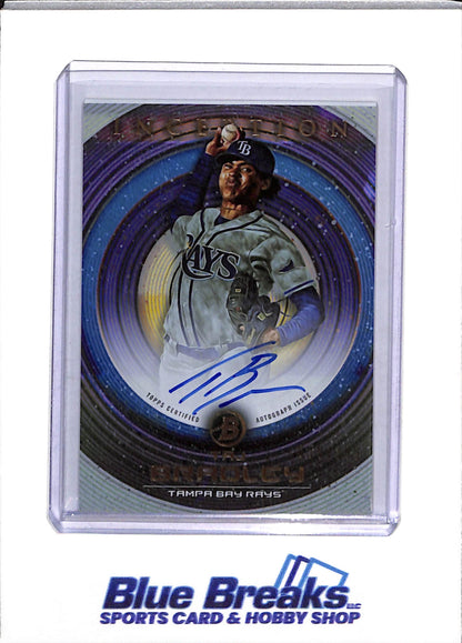 2022 Topps - Bowman - Inception Autos - Taj Bradley - 039/399 - Ryan Spikes - 103/399 - Alejandro Pie - 15/75 - Cooper Kinney - 29/99 - Baseball - Rays