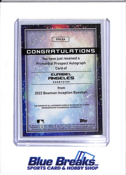 2022 Topps - Bowman - Inception Auto - Primordial Prospects - Euribiel Angeles - 20/75 - #PPA-EA - Baseball - Athletics