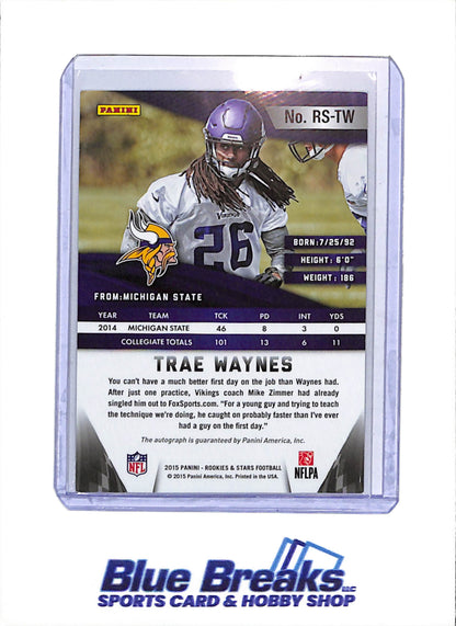2015 Panini - Rookie & Stars - Foil - Rookie Card - Auto - Trae Waynes - #RS-TW - Football - Vikings