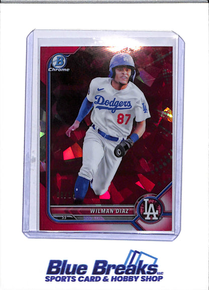 2022 Topps - Bowman Chrome - Sapphire Red - Wilman Diaz - 8/10 - #BCP-135 - Baseball - Dodgers