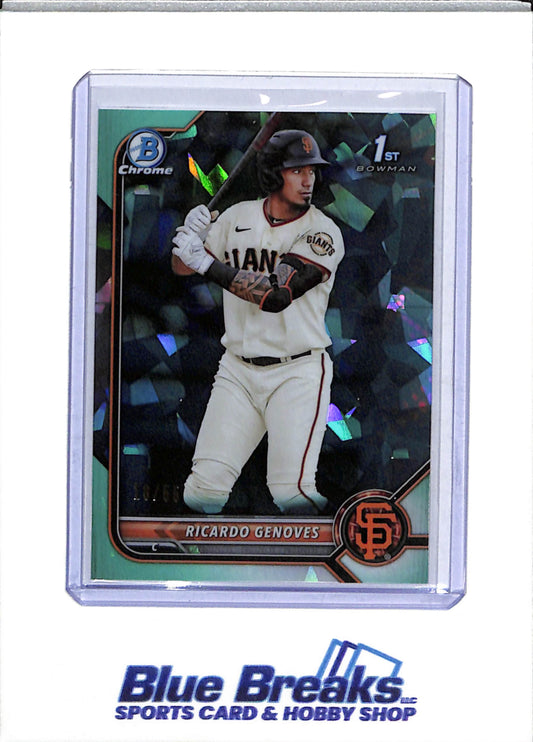 2022 Topps - Bowman Chrome - 1st - Sapphire Aqua - Ricardo Genoves - 18/55 - #BCP-60 - Baseball - Giants
