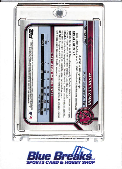 2022 Topps - Bowman Chrome - 1st - Orange Shimmer - Alvin Guzman - 18/25 - #BCP-18 - Baseball - Diamondbacks