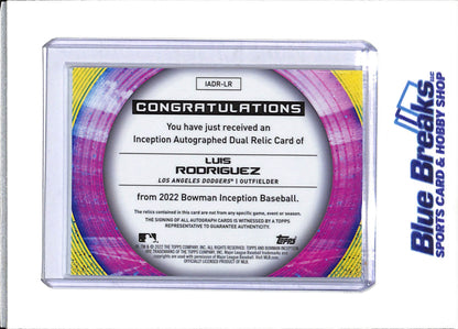 2022 Topps - Bowman - Inception Auto Dual Relic - Luis Rodriguez - 177/200 - #IADR-LR - Baseball - Dodgers