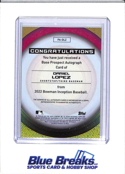 2022 Topps - Bowman - Inception Auto - Dariel Lopez - 161/250 - #PA-DLZ - Baseball - Pirates