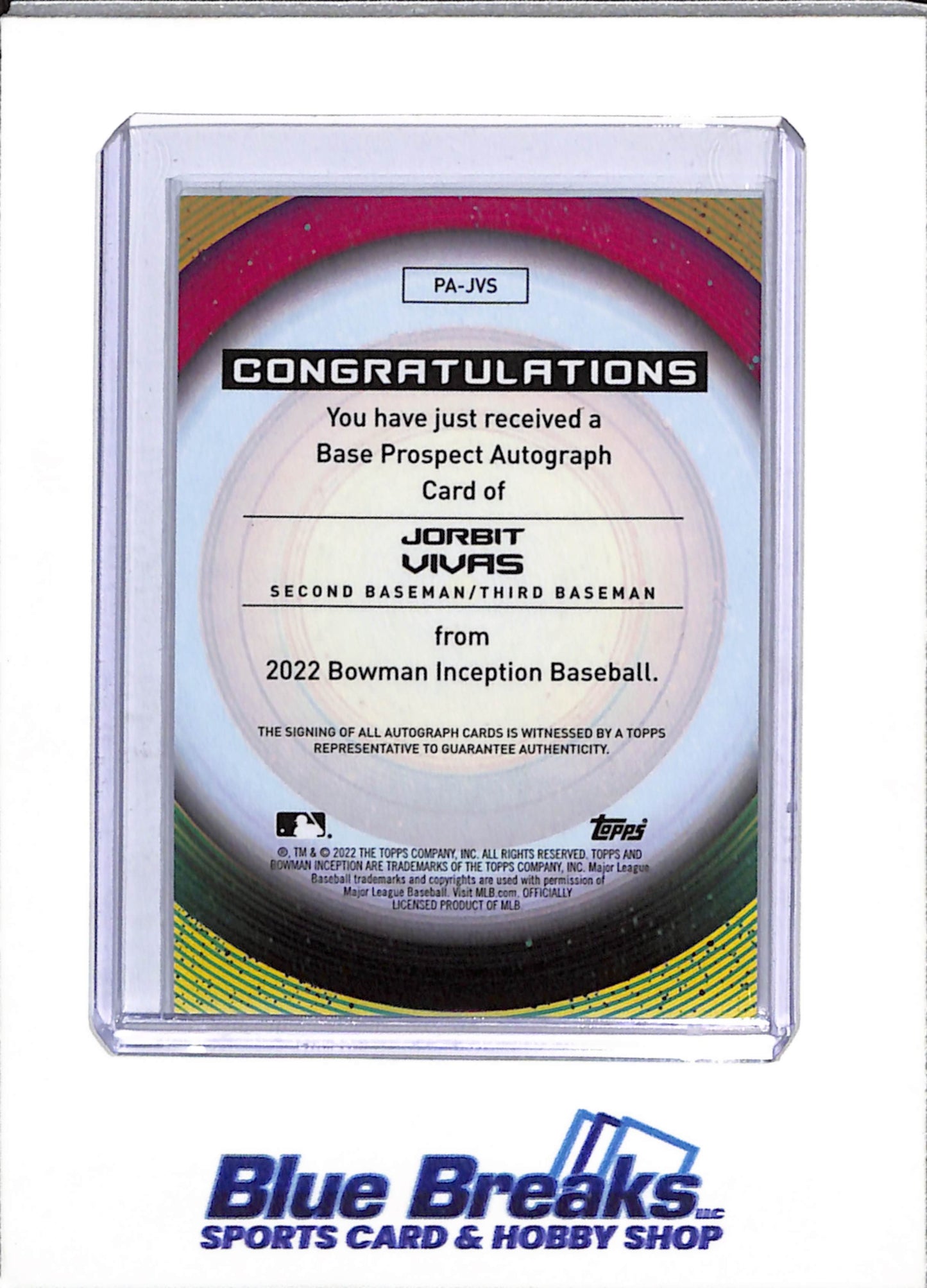 2022 Topps - Bowman - Inception - Auto - Jorbit Vivas - 230/250 - #PA-JVS - Baseball - Dodgers
