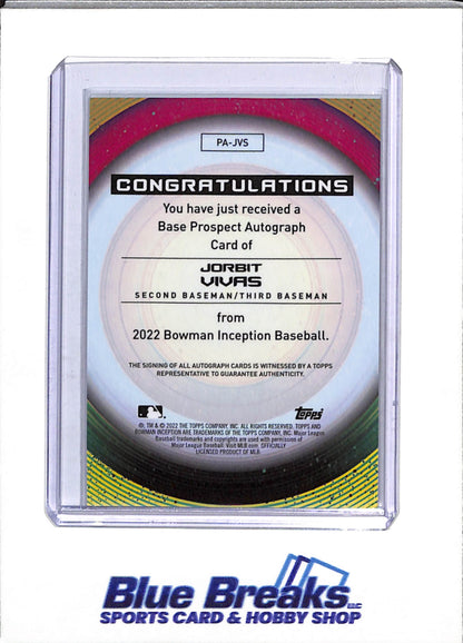 2022 Topps - Bowman - Inception - Auto - Jorbit Vivas - 230/250 - #PA-JVS - Baseball - Dodgers