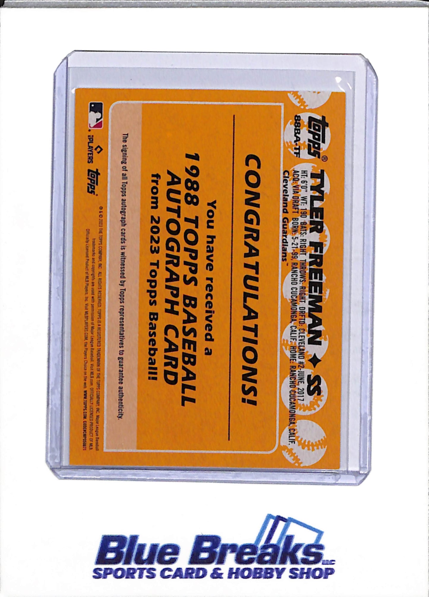 2023 Topps - Series One - 1988 35th Anniversary - Auto Rookie Card - Tyler Freeman - #88BA-TF - Baseball - Guardians