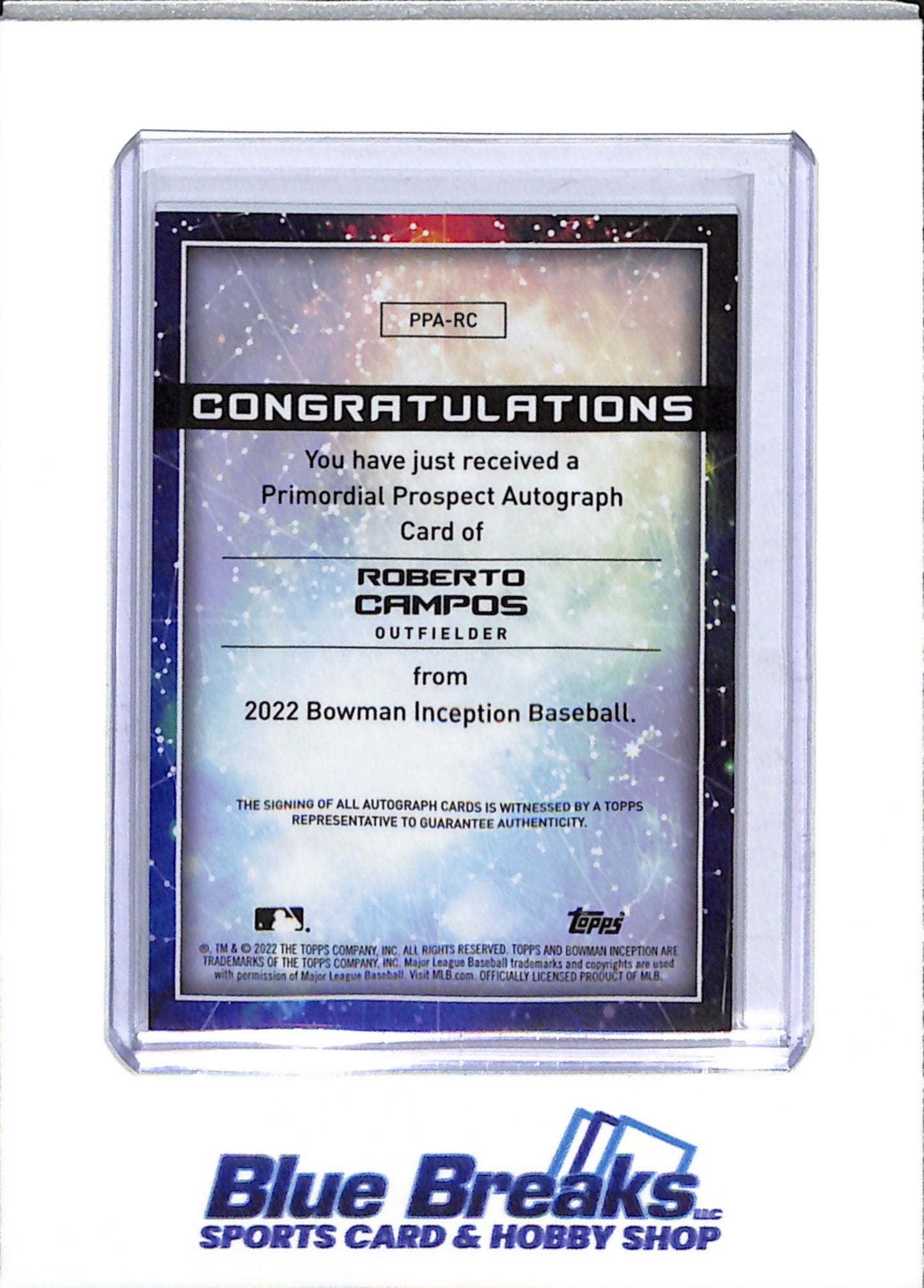 2022 Topps - Bowman - Inception Auto - Primordial Prospects - Roberto Campos - 69/75 - #PPA-RC - Baseball - Tigers