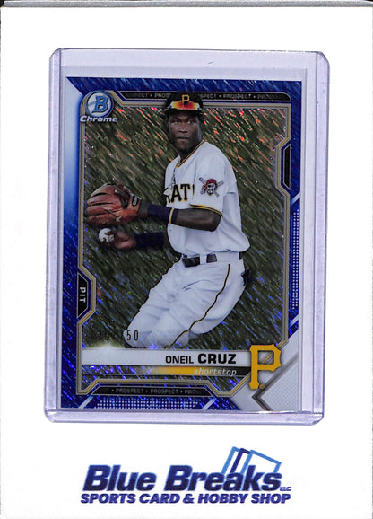 2021 Topps - Bowman Chrome - Blue Etching - Oneil Cruz - 126/150 - #BCP-24 - Baseball - Pirates