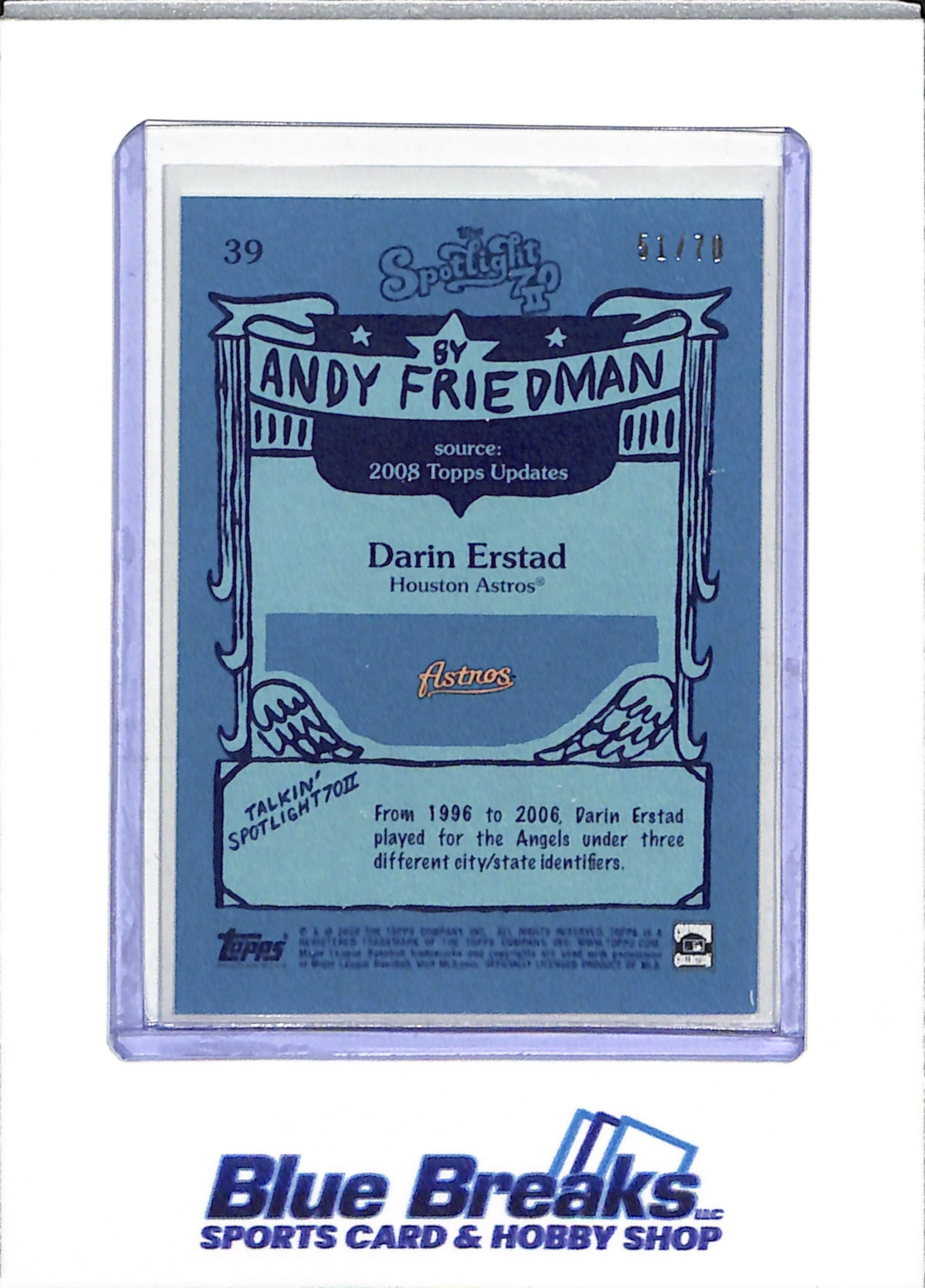 2022 Topps - The Spotlight - By Andy Friedman - Darin Erstad - 51/70 - #39 - Baseball - Astros
