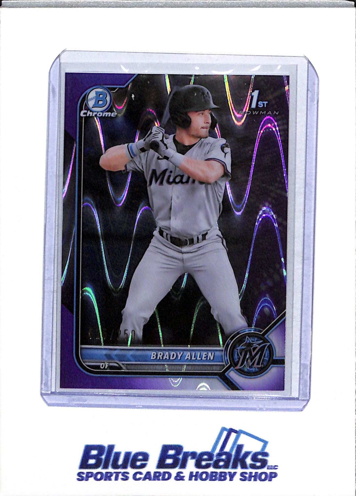 2022 Topps - Bowman Chrome - 1st - Purple Wave - Brady Allen - 015/250 - #BCP-36 - Baseball - Marlins