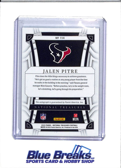 2022 Panini - National Treasures - Rookie Card Auto - Purple - Jalen Pitre - 17/49 - #114- Football - Texans