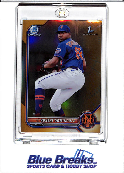2022 Topps - Bowman Chrome - 1st - Gold Refractor - Robert Dominguez - 07/50 - #BCP-51 - Baseball - Mets