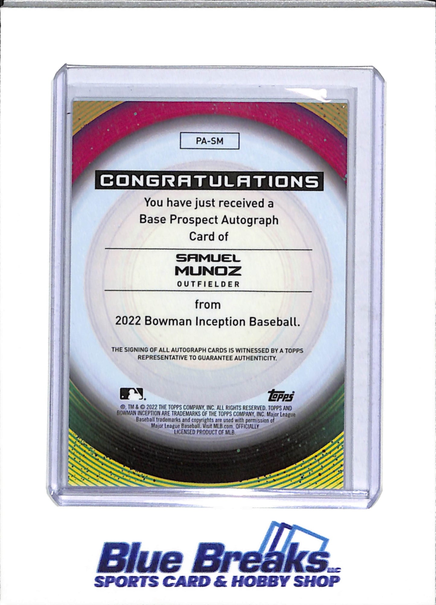 2022 Topps - Bowman - Inception Auto - Samuel Munoz - 38/75 - #PA-SM - Baseball - Dodgers