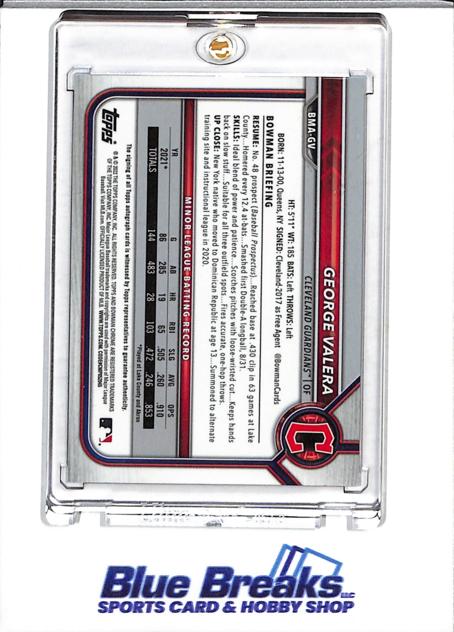 2022 Topps - Bowman Chrome - Mojo Refractor - Auto - George Valera - #BMA-GV - Baseball - Guardians