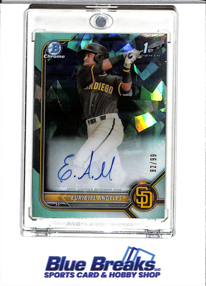 2022 Topps - Bowman Chrome - 1st - Aqua Auto - Euribiel Angeles - 82/99 - #BSPA-EA - Baseball - Padres