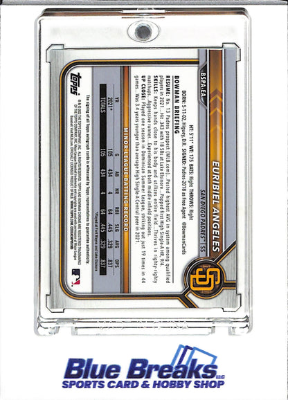 2022 Topps - Bowman Chrome - 1st - Aqua Auto - Euribiel Angeles - 82/99 - #BSPA-EA - Baseball - Padres