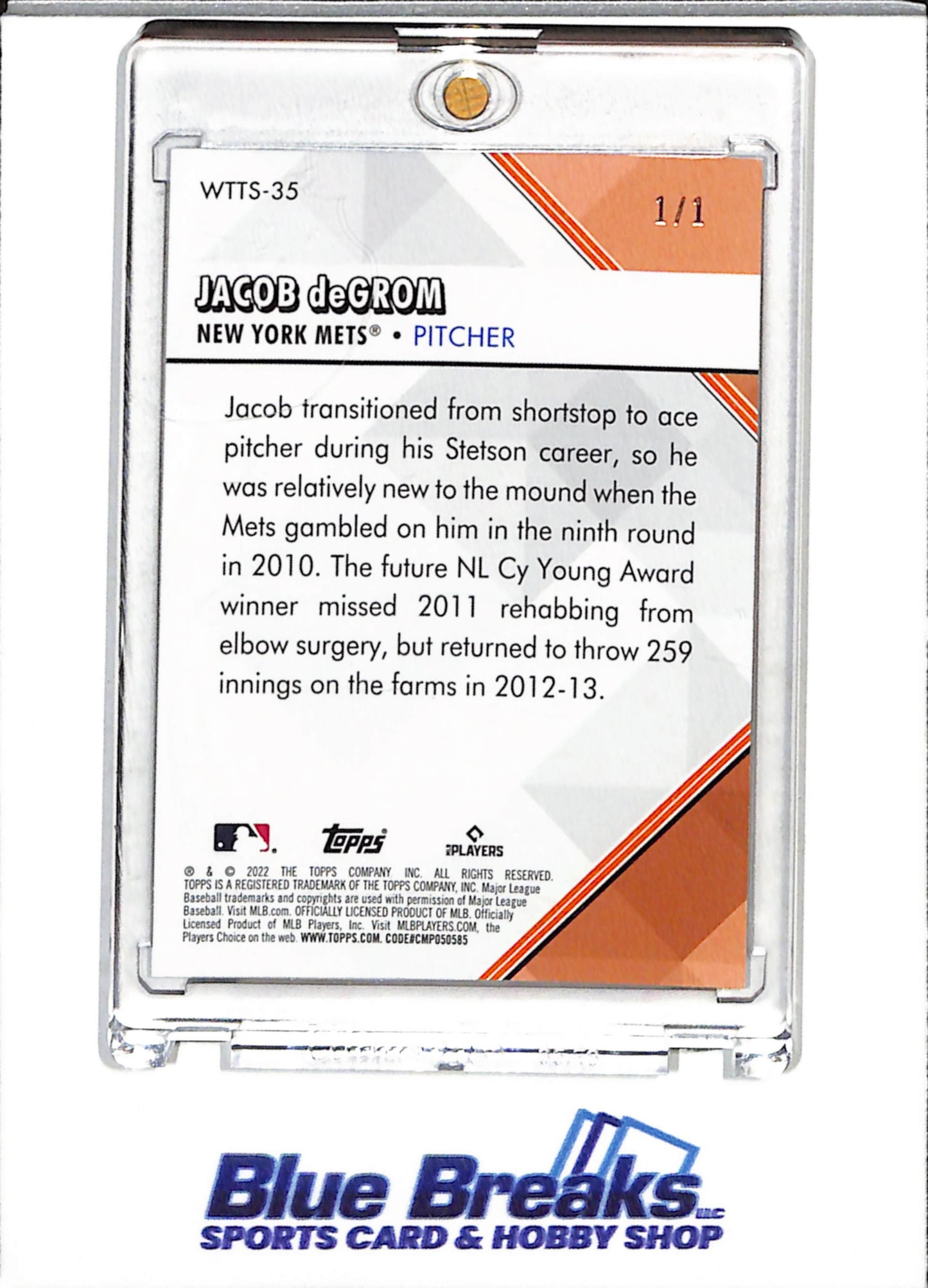 2022 Topps - Welcome to the Show - Jacob deGrom - 1/1 - #WTTS-35 - Baseball - Mets