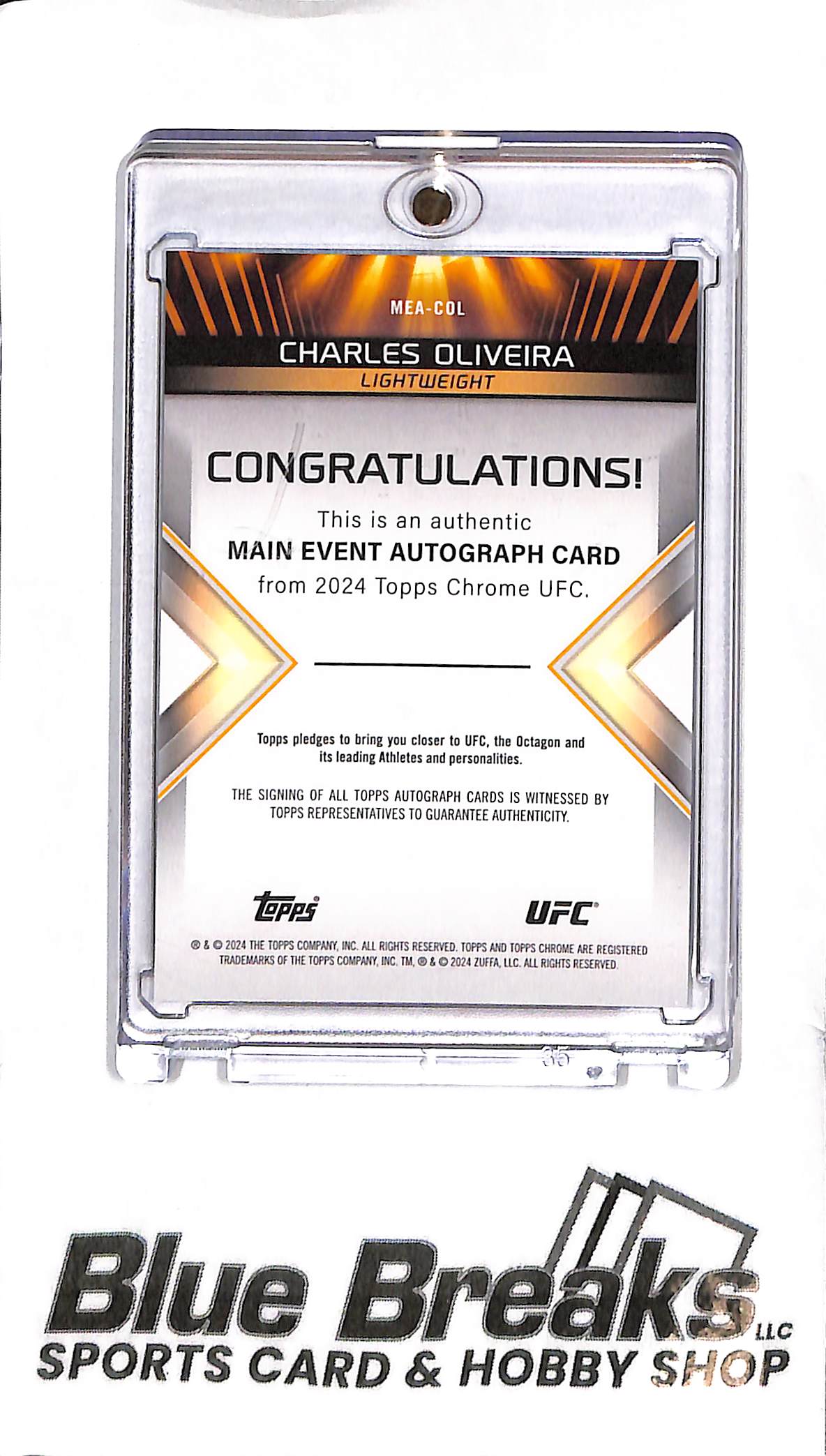 2024 Topps Chrome UFC - Charles Oliveira Auto - MEA-COL - UFC - Lightweight