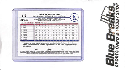 2024 Topps Series Two - Teoscar Hernandez Team Logo Border SP - #619 - Baseball - Dodgers