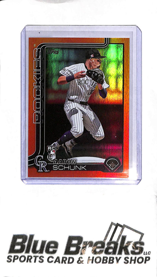 2025 Topps Series One - Aaron Schunk #196 - Orange 18/25 - RC - Baseball - Rockies