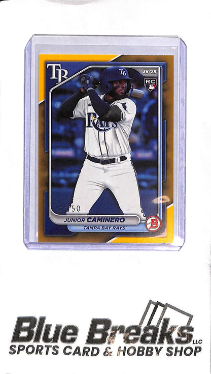 2024 Bowman - Junior Caminero RC #20 - Gold 33/50 - Baseball - Rays