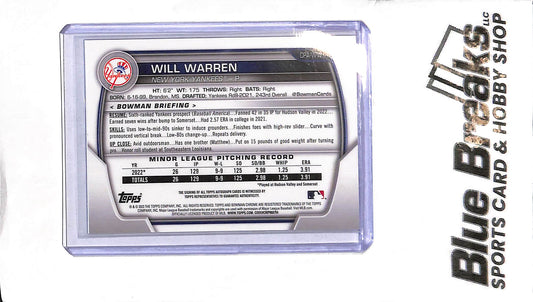 2023 Bowman Chrome - Will Warren Auto - CPA-WW - Baseball - Yankees