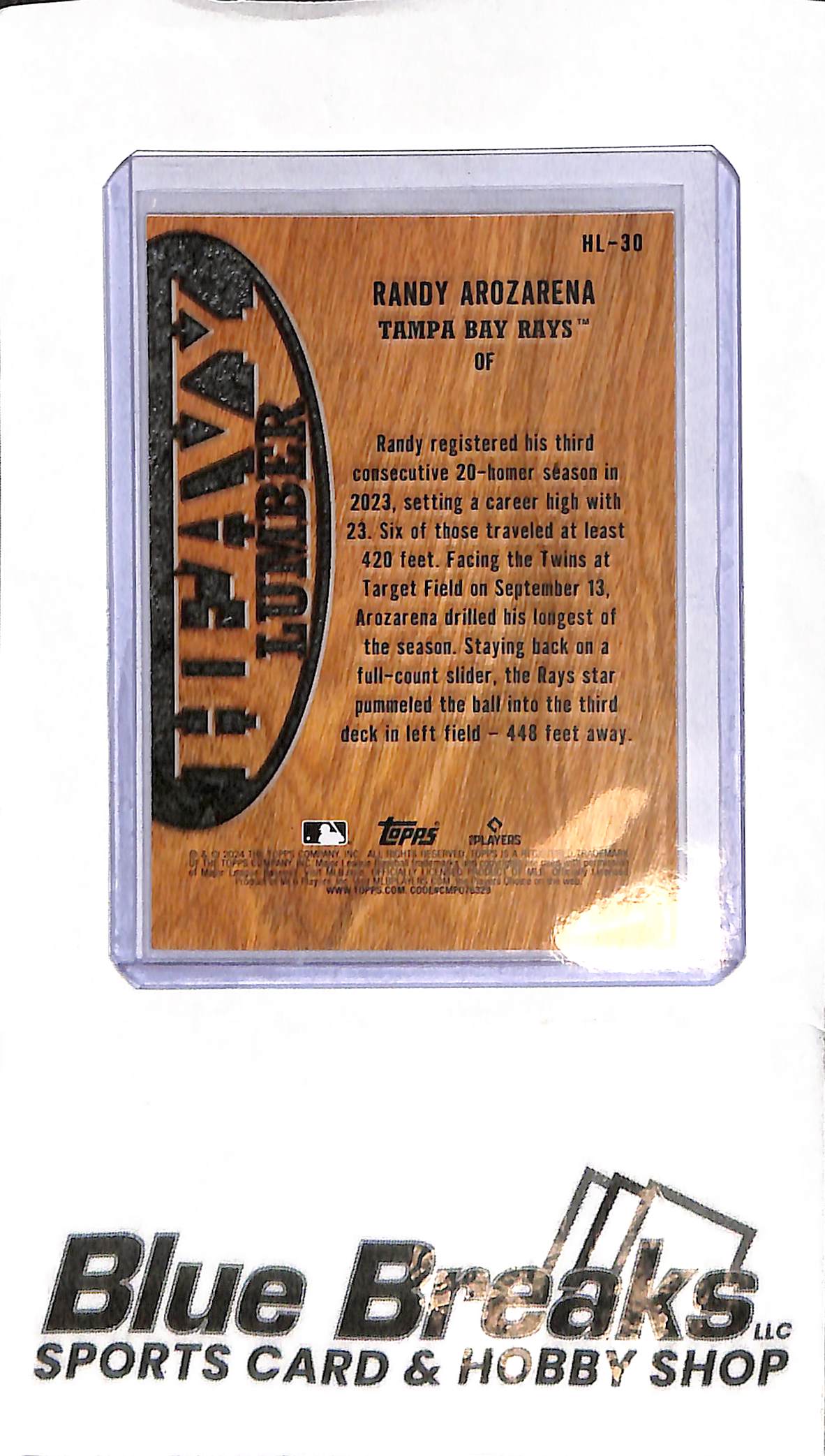 2024 Topps - Randy Arozarena - HL-30 - Baseball - Rays - Heavy Lumber