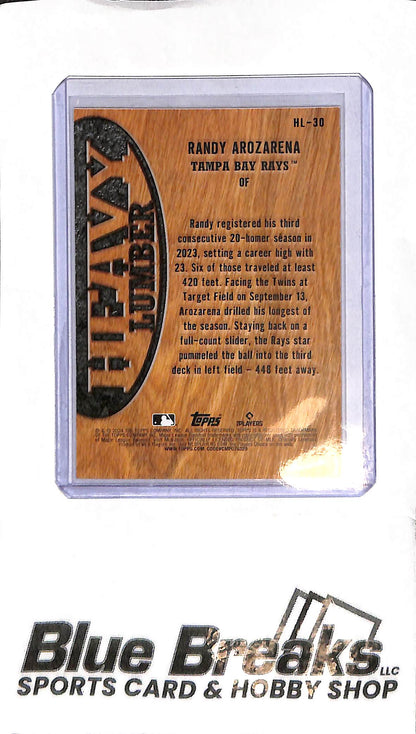 2024 Topps - Randy Arozarena - HL-30 - Baseball - Rays - Heavy Lumber