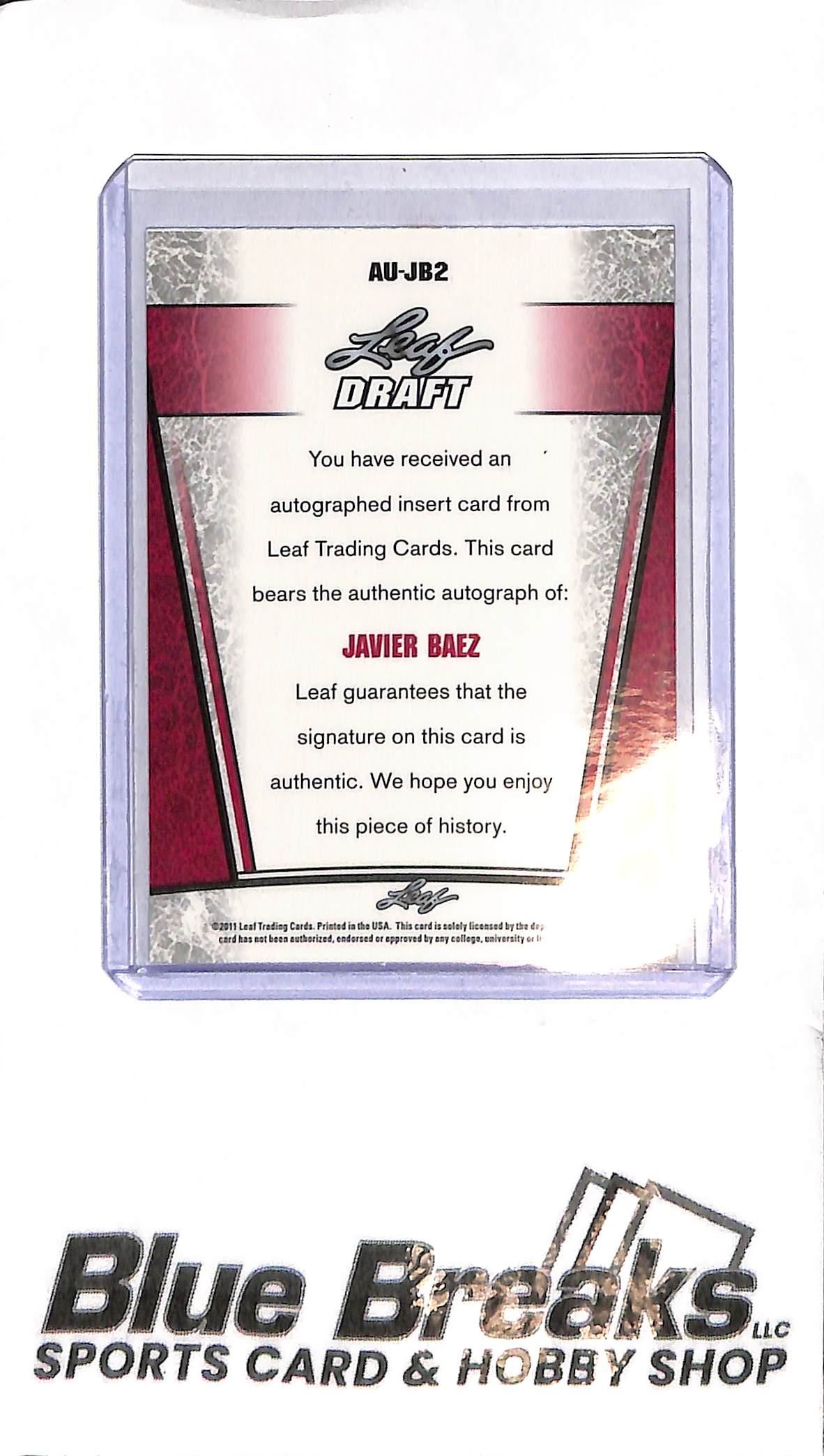 2011 Leaf Draft - Javier Baez Auto - AU-JB2 - Baseball - Tigers