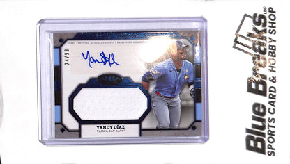 2024 Topps Jumbo - Yandy Diaz Auto Relic - AT1JR-YD - Blue Foil 74/99 - Baseball - Rays