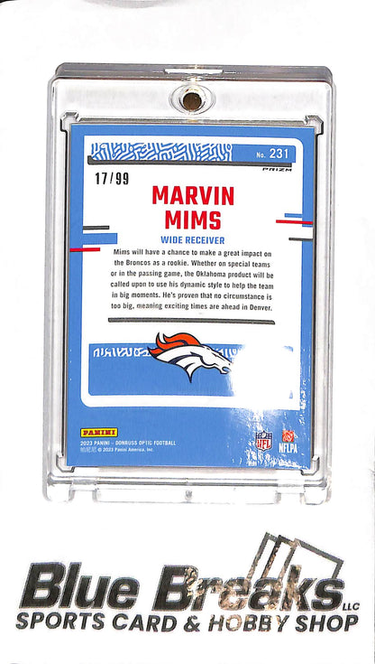 2023 Panini Optic - Marvin Mims - 231 - Red Foil 17/99 - RC - Football - Broncos