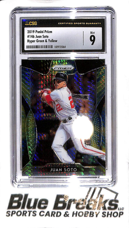 2019 Panini Prizm - Juan Soto #146 - Green and Yellow Hyper - CSG 9 - Baseball - Nationals