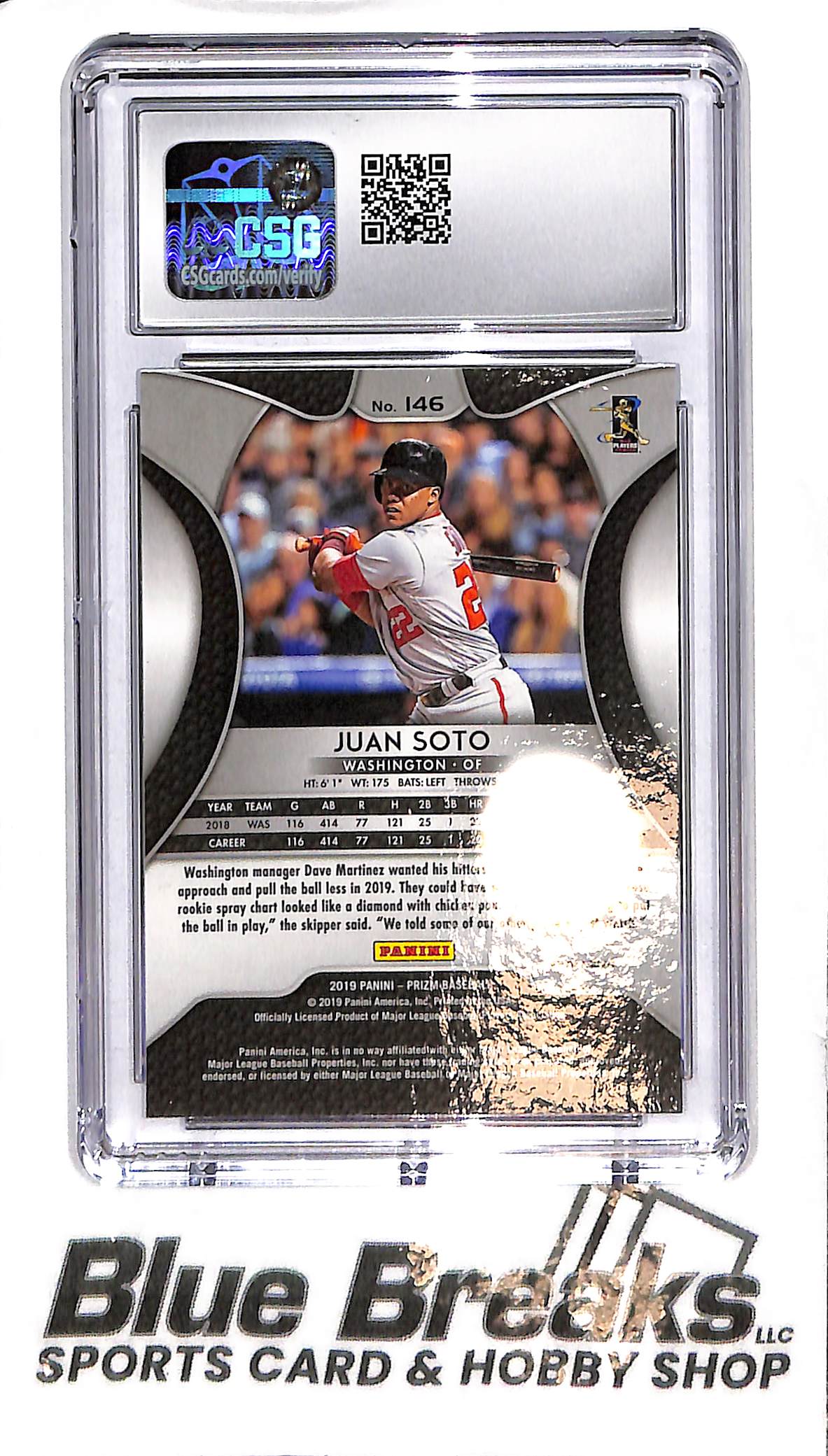 2019 Panini Prizm - Juan Soto #146 - Green and Yellow Hyper - CSG 9 - Baseball - Nationals