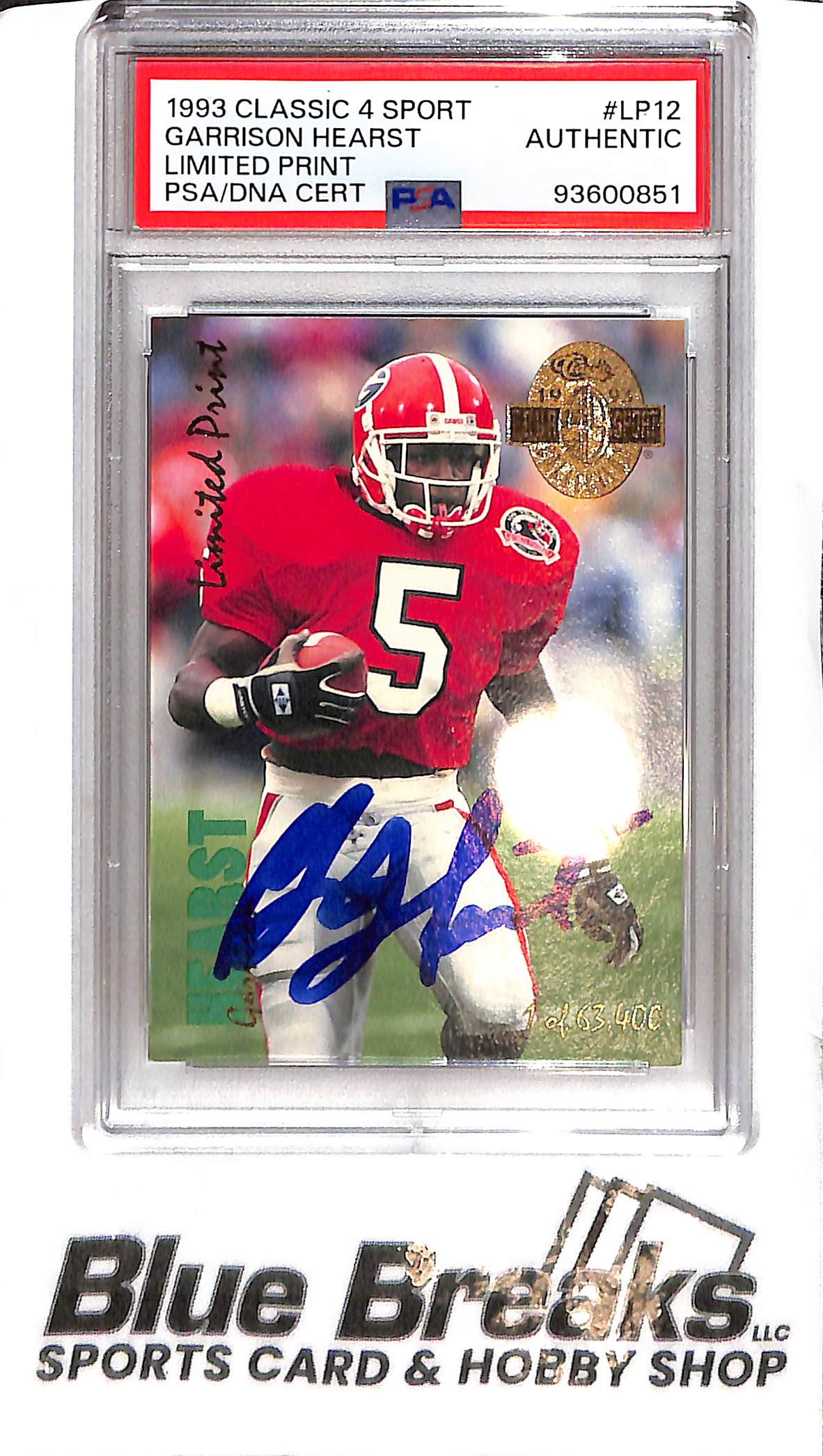 1993 Classic 4 Sport - Garrison Hearst #LP12 - In-Person Auto - PSA Authentic - Football - Georgia